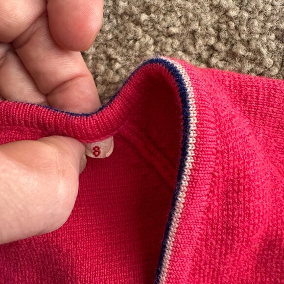 Vintage Banff Cardigan Sweater Girls 8 Made‎ In Italy Pink Varsity Academia - Picture 6 of 7
